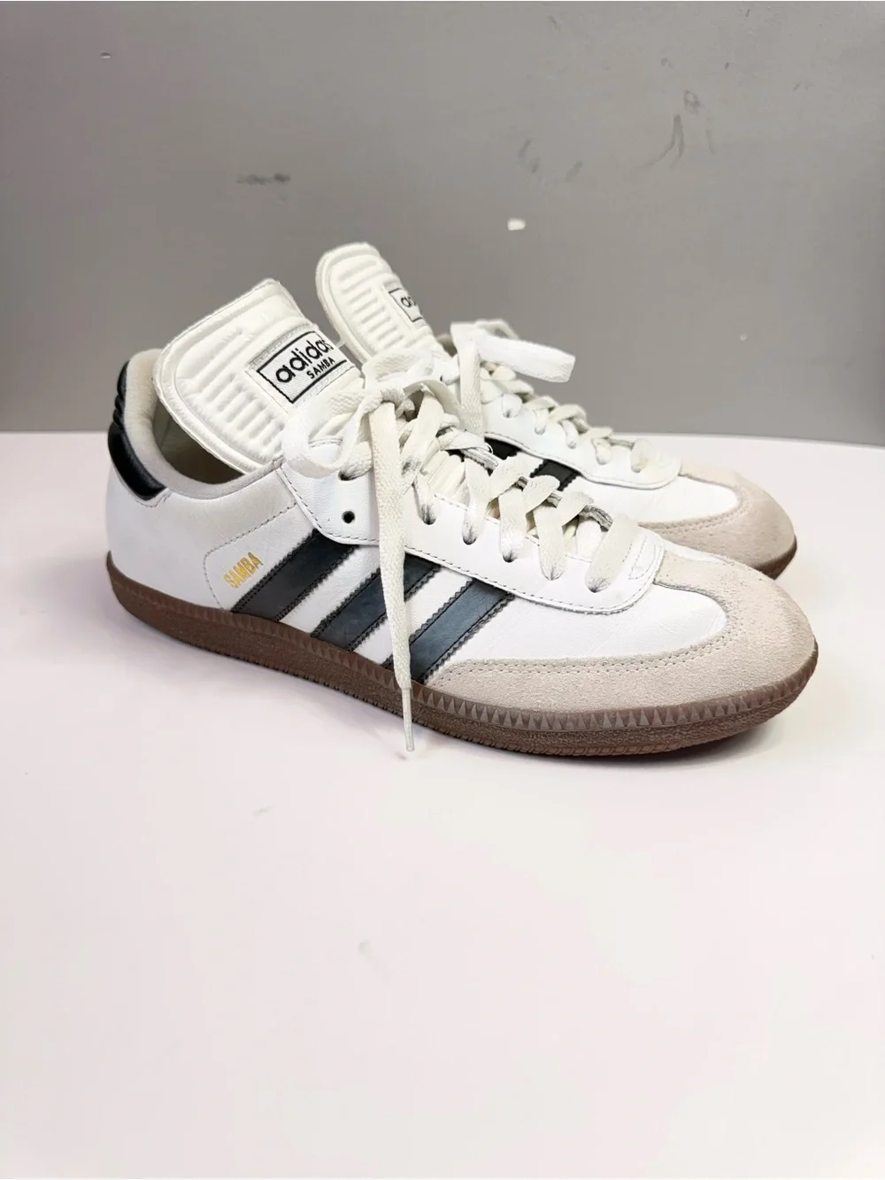 Adidas Samba OG Sneakers Size 7 White Black Gum Sole - Picture 2 of 6